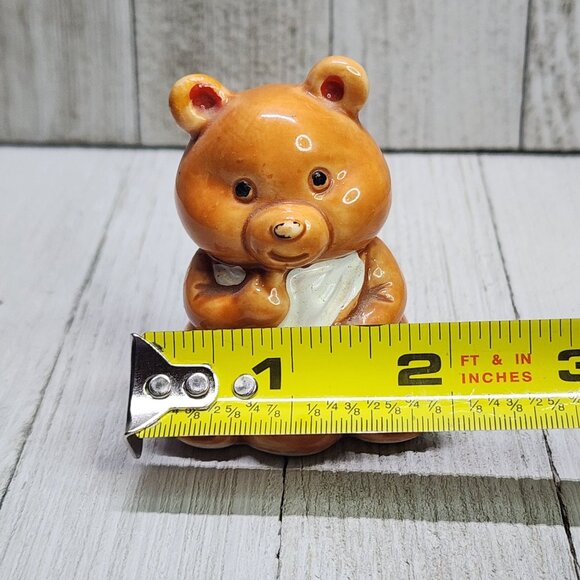 Vintage Teddy Bear Cub Toothpick Holder Ceramic Glazed 3'' JAPAN - Picture 7 of 8
